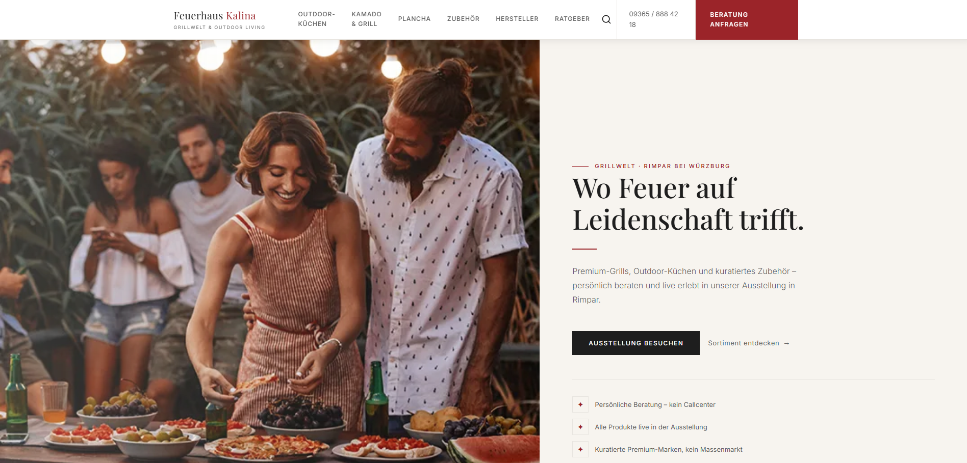 Webdesign-Beispiel aus Würzburg: Feuerhaus Kalina – Premium-Grills & Outdoor-Küchen