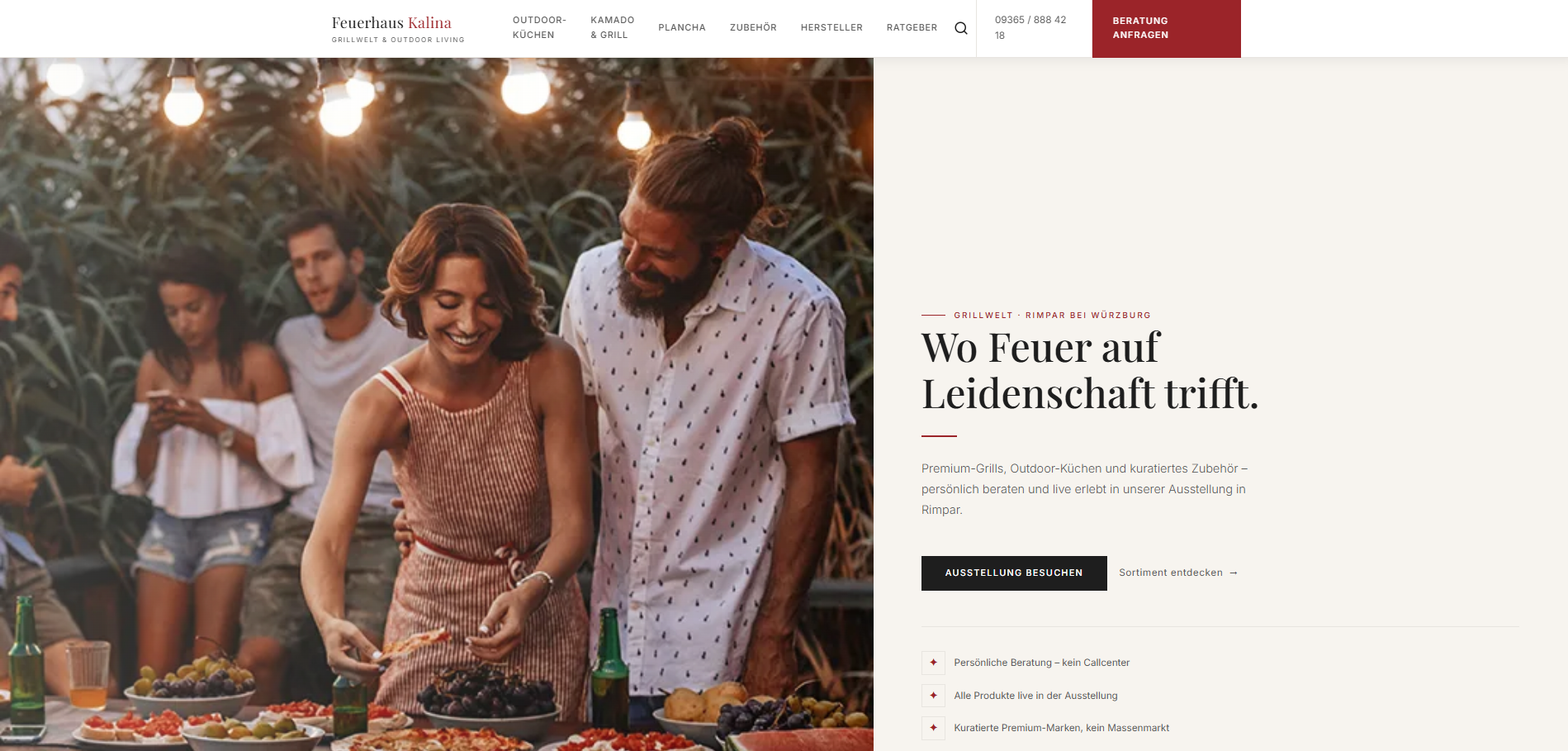 Webdesign-Referenz Würzburg: Feuerhaus Kalina – Premium-Grills & Outdoor-Küchen